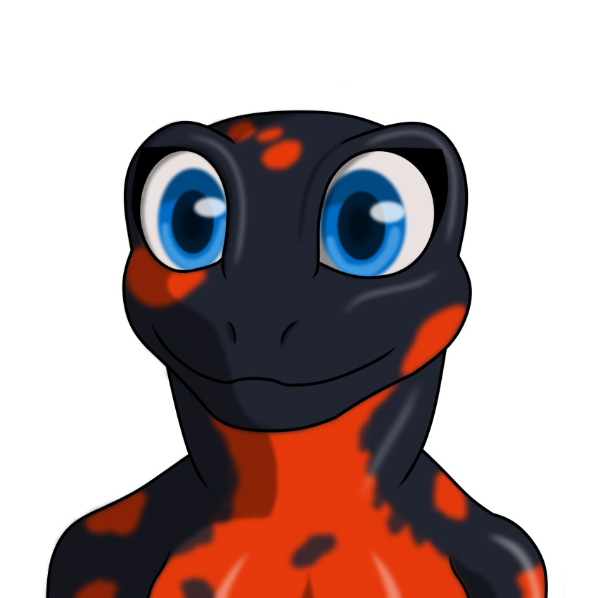 2018 alpha_channel amphibian anthro big_eyes blue_eyes breasts digital_media_(artwork) female fire_belly_newt headshot hi_res japanese_fire_belly_newt kira_(kira) newt smile solo thehuskyk9_(artist)