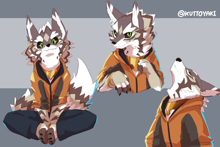 2018 anthro canine clothed clothing fur hi_res hoodie kuttoyaki male mammal seth_(tas) tokyo_afterschool_summoners