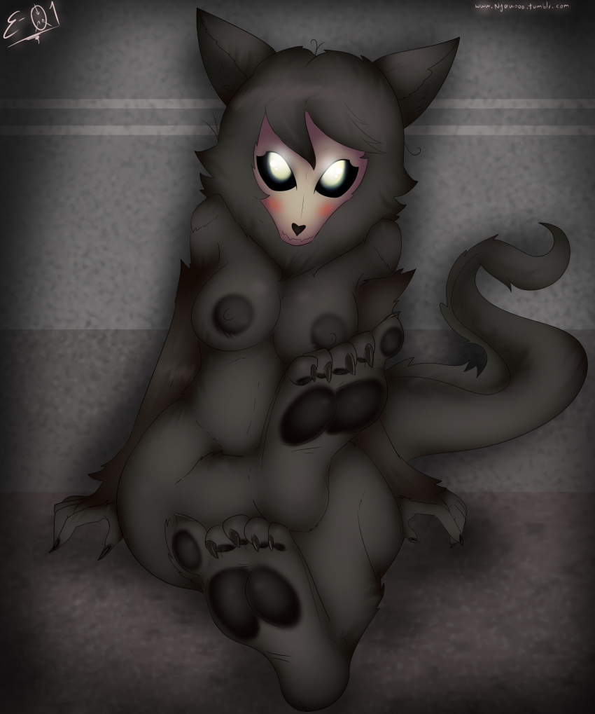 2018 5_fingers 5_toes absurd_res anthro areola barefoot big_breasts black_fur black_nipples blush breasts canine claws digital_media_(artwork) e-01 feet female foot_focus fur glowing glowing_eyes hair hi_res looking_at_viewer mammal monster nipples nude pawpads paws scp-1471 scp_foundation simple_background skull smile soles solo toe_claws toes white_eyes