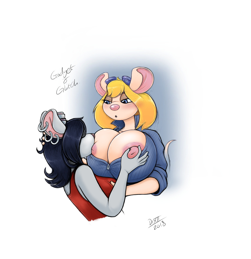2018 big_breasts breasts chip_'n_dale_rescue_rangers disney drxii female gadget_hackwrench glitch_(chip_'n_dale_rescue_rangers) hi_res huge_breasts mammal mouse nipples rodent
