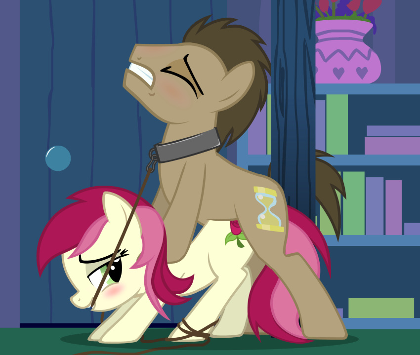 bedroom_eyes blush collar doctor_whooves_(mlp) equine evilenchantress female friendship_is_magic half-closed_eyes horse leash male male/female mammal my_little_pony pony rope rose_(mlp) seductive sex