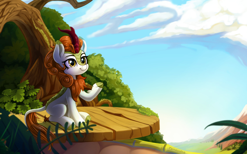 2018 absurd_res autumn_blaze_(mlp) cloud detailed_background female feral friendship_is_magic hi_res kirin my_little_pony outside smile solo taneysha