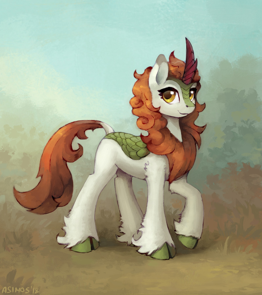 2018 asimos autumn_blaze_(mlp) female feral friendship_is_magic fur hair hi_res horn kirin looking_at_viewer my_little_pony outside signature solo