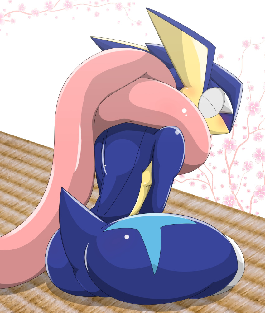 2015 ambiguous_gender anthro eyes_closed greninja nintendo pok&eacute;mon pok&eacute;mon_(species) sitting solo type video_games