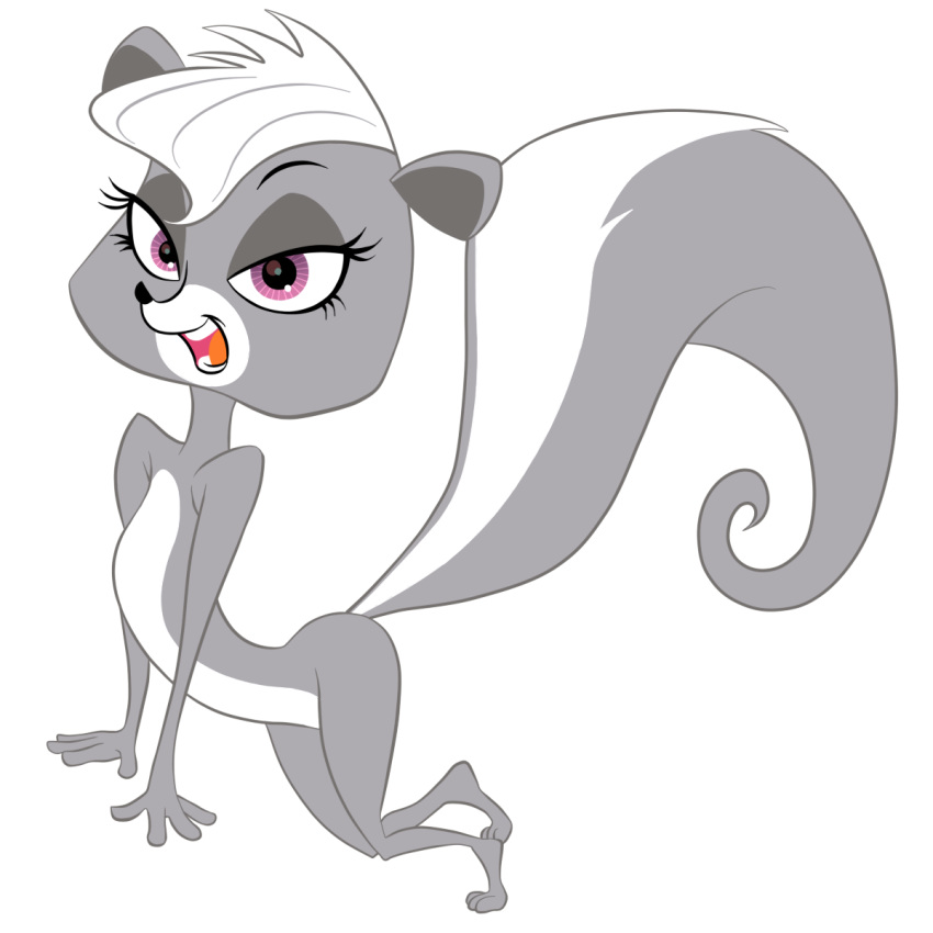 2013 alpha_channel anthro anthrofied bedroom_eyes female half-closed_eyes kneeling littlest_pet_shop looking_at_viewer mammal mephitid outstretched_arms pepper_clark seductive seductive_smile simple_background skunk transparent_background unknown_artist