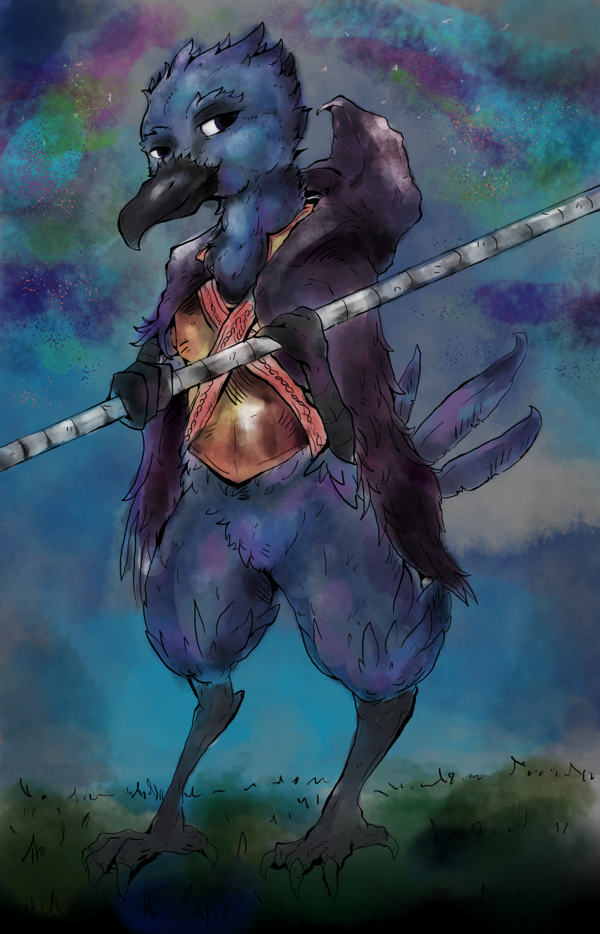 avian beak bird clothing corvid crow digital_media_(artwork) dungeons_&amp;_dragons feathers ink invalid_color kenku kinkykenku_(artist) robe rogue thief traditional_media_(artwork) watercolor_(artwork)