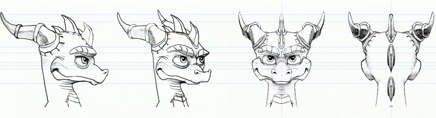 concept_art dragon headshot_portrait hi_res horn line_art male model_sheet official_art portrait spyro spyro_the_dragon unknown_artist video_games