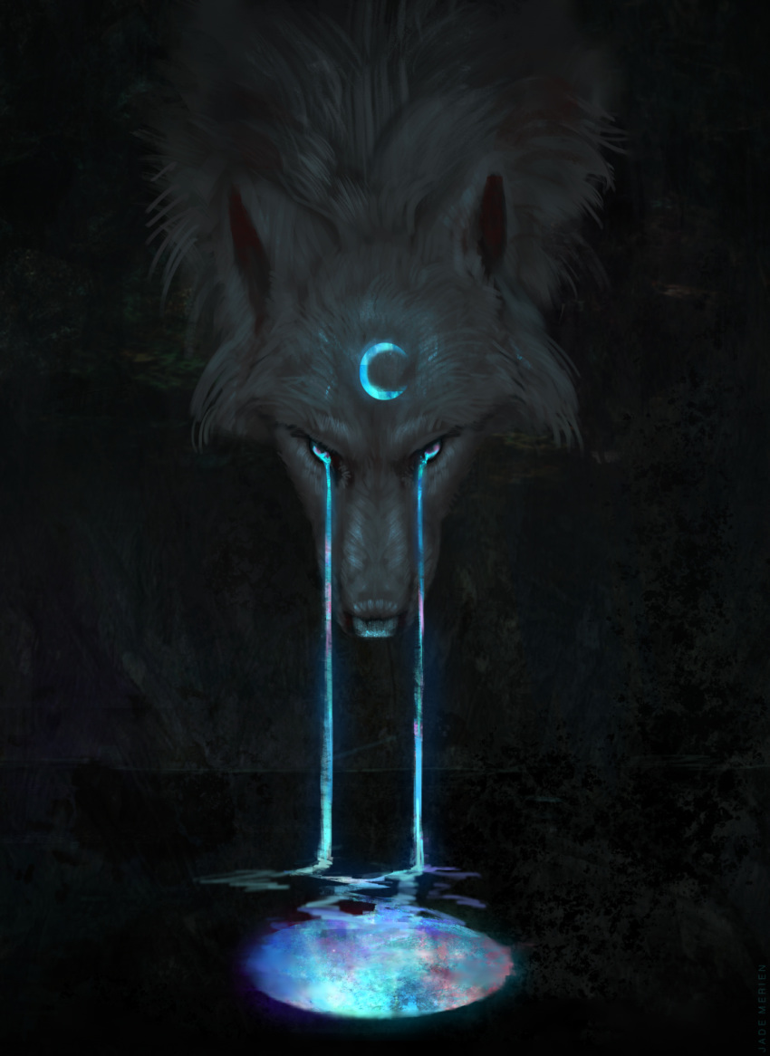 2018 ambiguous_gender black_fur black_nose blue_eyes canine digital_media_(artwork) feral fur jademere jademerien mammal solo wolf