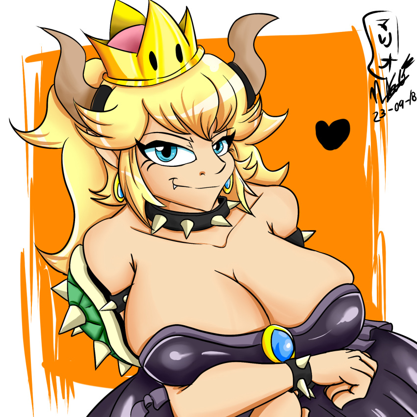 alternate_species big_breasts bowser bowsette_meme breasts clothed clothing crossgender female fully_clothed humanoid humanoidized koopa koopahime mario_bros nintendo scalie solo super_crown video_games
