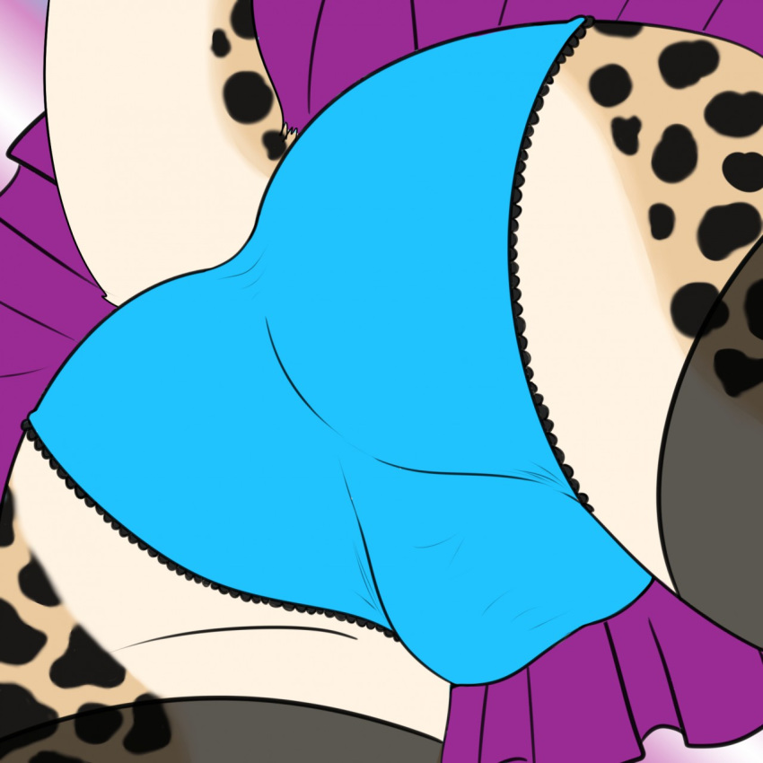 2018 anthro butt camel_toe cheetah clothing feline female fur leggings legwear mammal mepan panties raised_tail simple_background skirt solo spots spotted_fur underwear upskirt zeliska