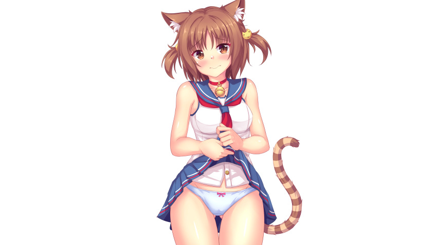 animal_ears azuki_(sayori) blush cameltoe choker fast-runner-2024 nekopara panties tail twintails underwear upskirt white