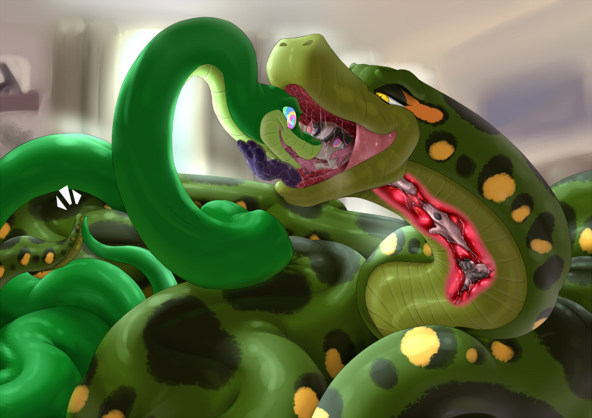 ambiguous_gender anaconda anthro argonian feral hypnosis inkanyamba inkanyamba_(artist) internal jajuka kyle_(anakonda7) long_tongue mind_control open_mouth oral_vore python reptile saliva scalie size_difference snake story story_in_description teamwork the_elder_scrolls tongue tongue_out tongue_wrap video_games vore yellow_eyes