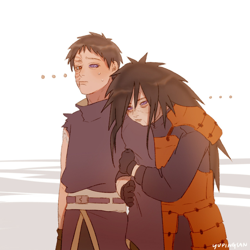 2boys male multiple_boys naruto naruto_(series) uchiha_madara uchiha_obito yaoi