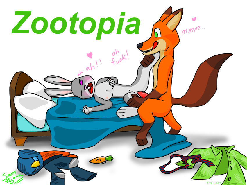 bed breasts canine disney female fox judy lagomorph male male/female mammal nick penis pillow pussy rabbit samcoolwolf sex zootopia