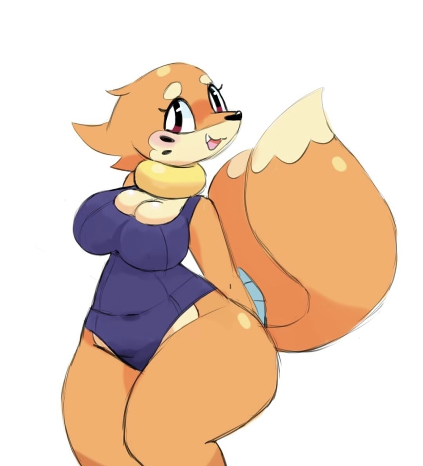 anthro big_breasts breasts buizel clothed clothing cute female fully_clothed mammal mustelid nintendo pok&eacute;mon pok&eacute;mon_(species) solo swimsuit thick_thighs video_games