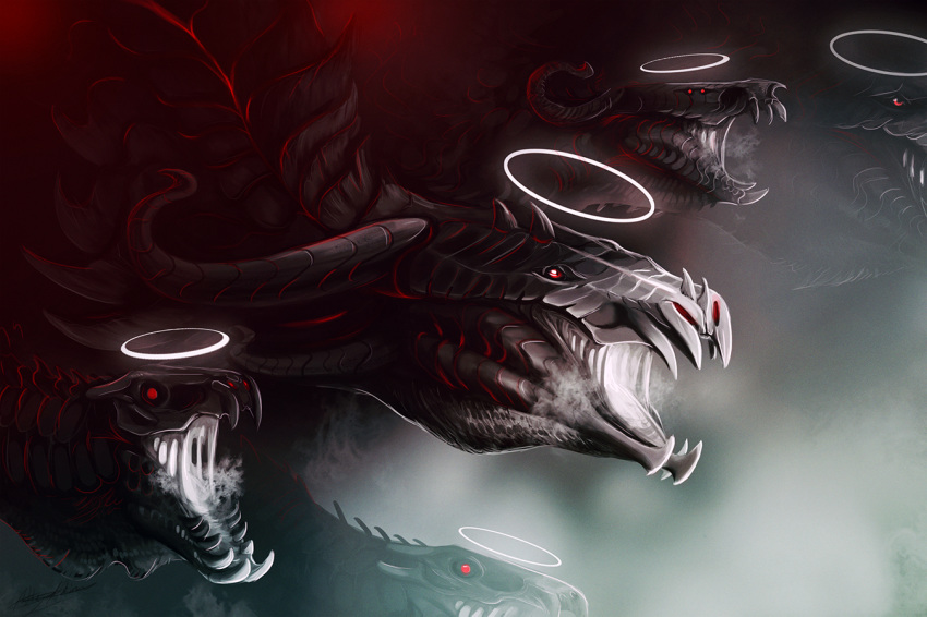 ashesdrawn digital_media_(artwork) dragon feral group invalid_color open_mouth scales