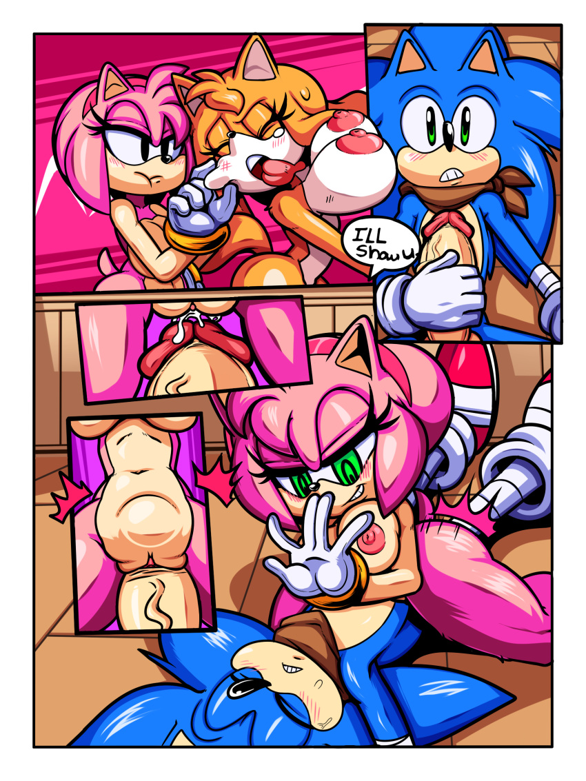 abdominal_bulge amy_rose big_breasts big_penis breasts canine cloudz comic domination dreamcastzx1 female female_domination fox group group_sex hedgehog huge_breasts huge_penis male mammal penis sex sonic_(series) sonic_boom sonic_the_hedgehog threesome zooey_the_fox