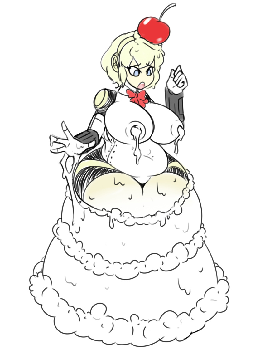 aegis_(persona) android breasts cake cake_girl colored fat food food_girl lactation large_breasts persona persona_(series) persona_3 shin_megami_tensei thick transformation