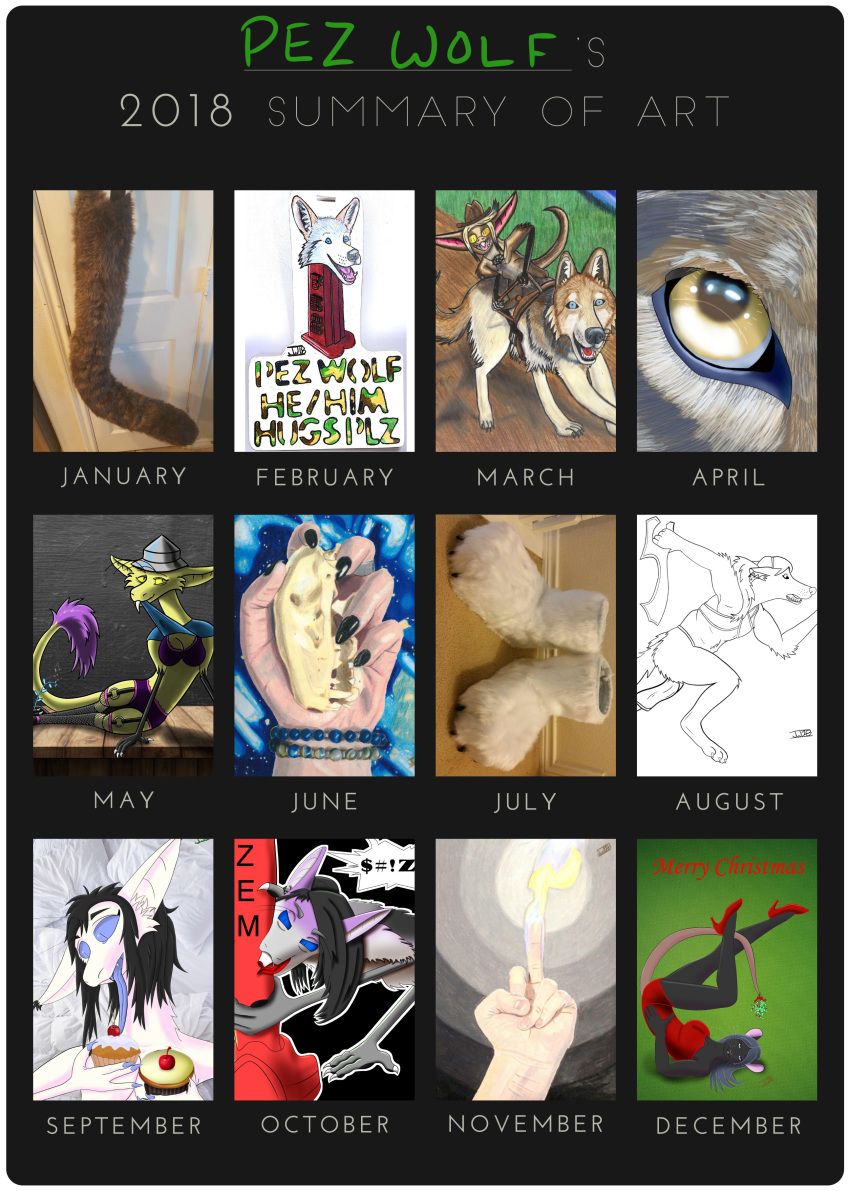 2018_summary_of_art canine clothing feral fursuit_making hand_drawings invalid_tag mammal pez_wolf wolf year_in_review yinglet yinglets