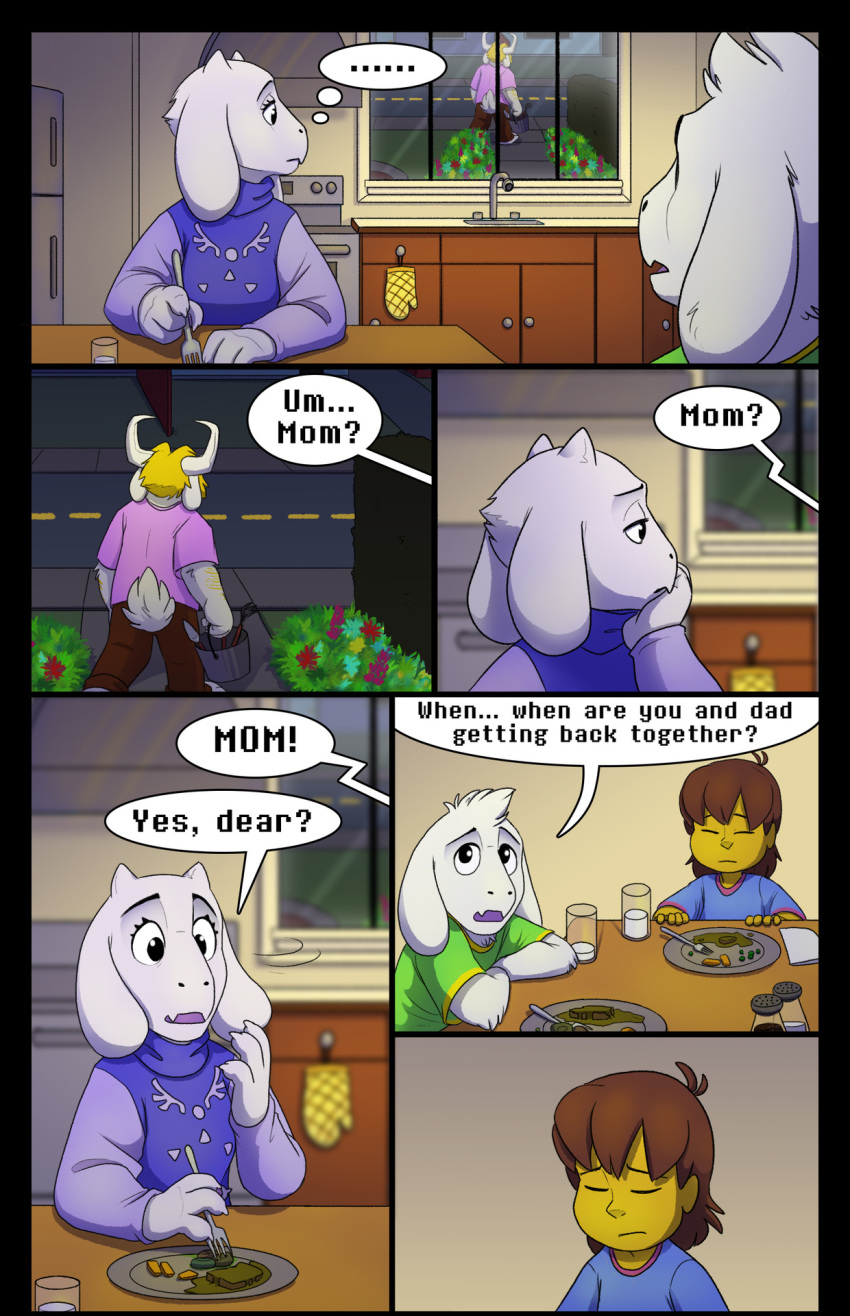 absolutedream asgore_dreemurr asriel_dreemurr boss_monster caprine comic delta_rune dialogue english_text fur horn human long_ears mammal protagonist_(undertale) text toriel undertale video_games white_fur