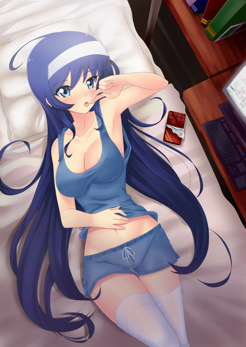 chocolate_bar laying_on_bed orie_(under_night_in-birth) tagme under_night_in-birth virus-g