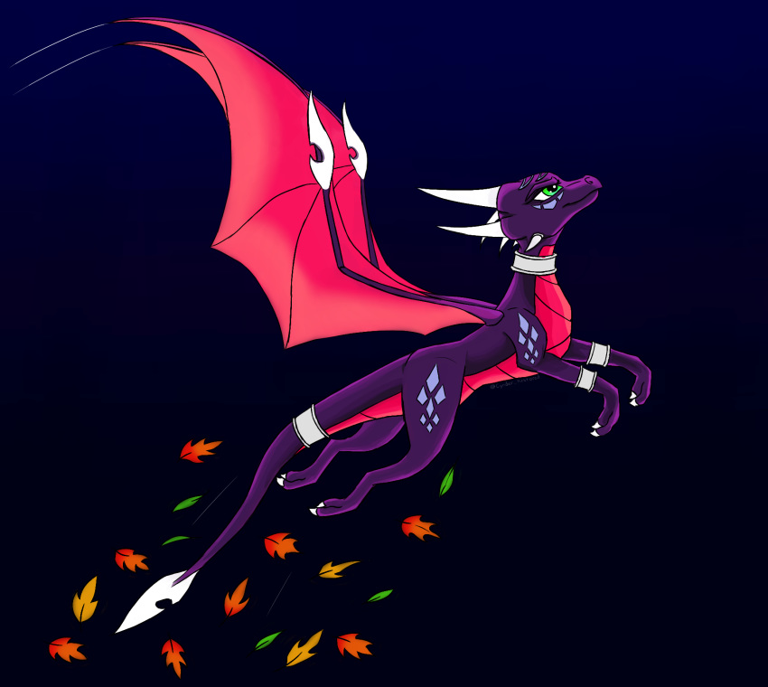 black_background cynder cynderrestored dragon female feral green_eyes membranous_wings nude scalie simple_background solo spyro_the_dragon traditional_media_(artwork) video_games western_dragon wings