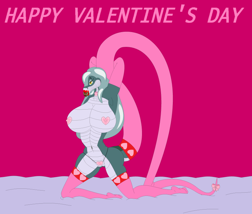 anthro breasts candy chocolate clothed clothing female food fusion holidays jessicarabbit junglebook2 kaa kaafemale reptile scalie snake solo topless valentine's_day