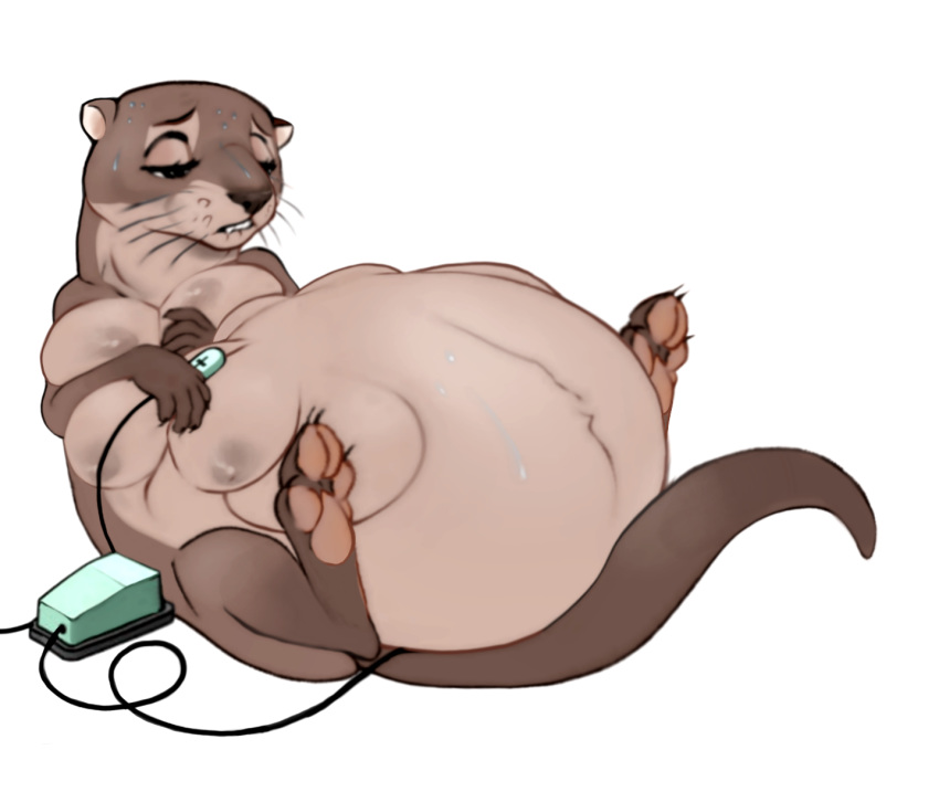 breast_expansion breasts edit female feral inflation mammal multi_breast mustelid otter solo twifight_sparkill_(artist)