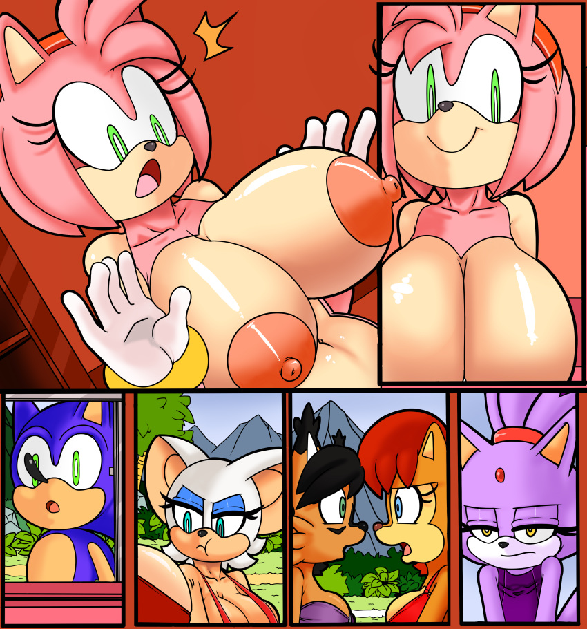 absurd_res amy_rose bat big_breasts blaze_the_cat breast_growth breasts cat chipmunk cloudz comic dreamcastzx1 feline female hedgehog hi_res huge_breasts lynx male mammal nicole_the_lynx nipples rodent rouge_the_bat sally_acorn sonic_(series) sonic_the_hedgehog video_games