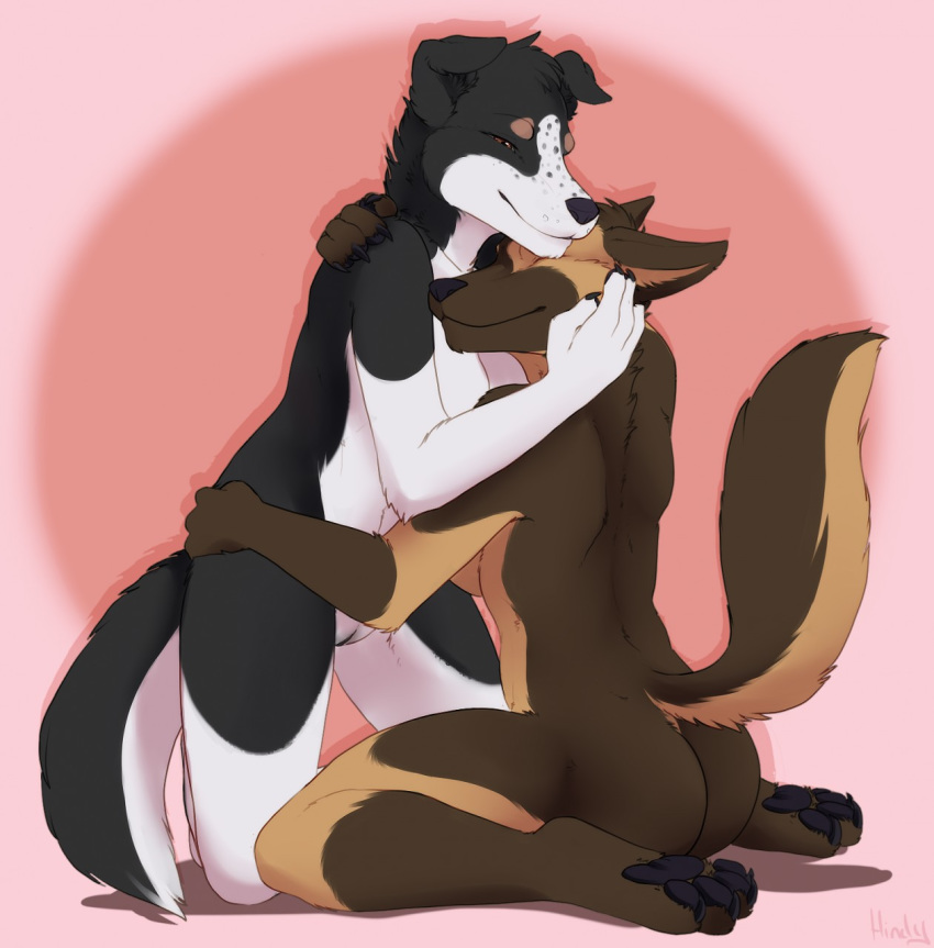 anthro anthro_on_anthro big_breasts biped border_collie breasts butt canine collie dog duo female female/female fetish-art fur german_shepherd hair happy hug humanoid_pussy kana_(draugr) mammal nude pussy smile trisha_(draugr)