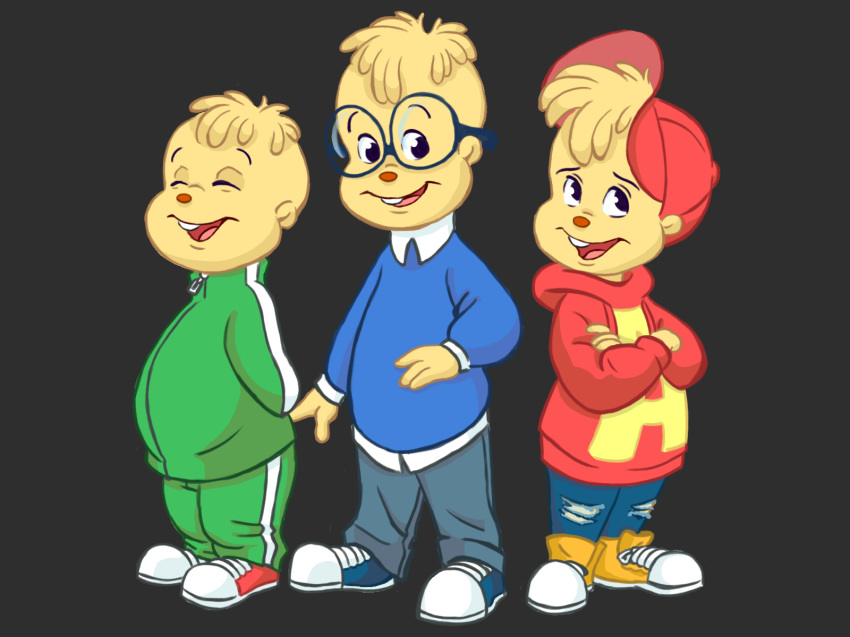 alvin_and_the_chipmunks alvin_seville chipmunk clothing eyewear fur glasses mammal rodent simon_seville sneakers theodore_seville young