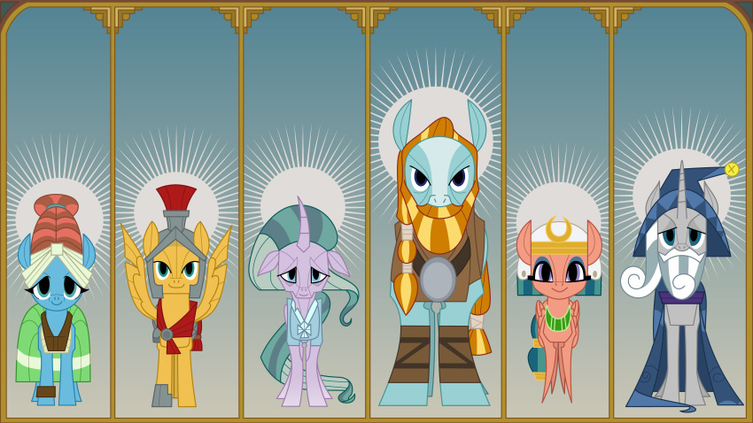 amarthgul armor equine female flash_magnus_(mlp) friendship_is_magic group horn horse male mammal meadowbrook_(mlp) mistmane_(mlp) my_little_pony pegasus pony rockhoof_(mlp) somnambula_(mlp) starswirl_the_bearded_(mlp) unicorn wings