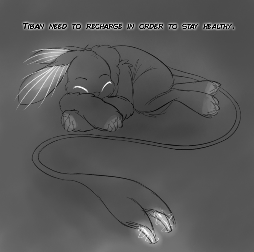 2018 ambiguous_gender anthro electricity fluffy glowing invalid_tag mammal paws recharging simple_background sketch sleeping soulcentinel wape