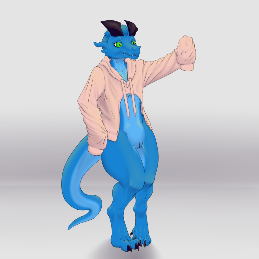 clothed clothing digitigrade female horn kobold lugen lugen_kobold scalie simple_background slit solo