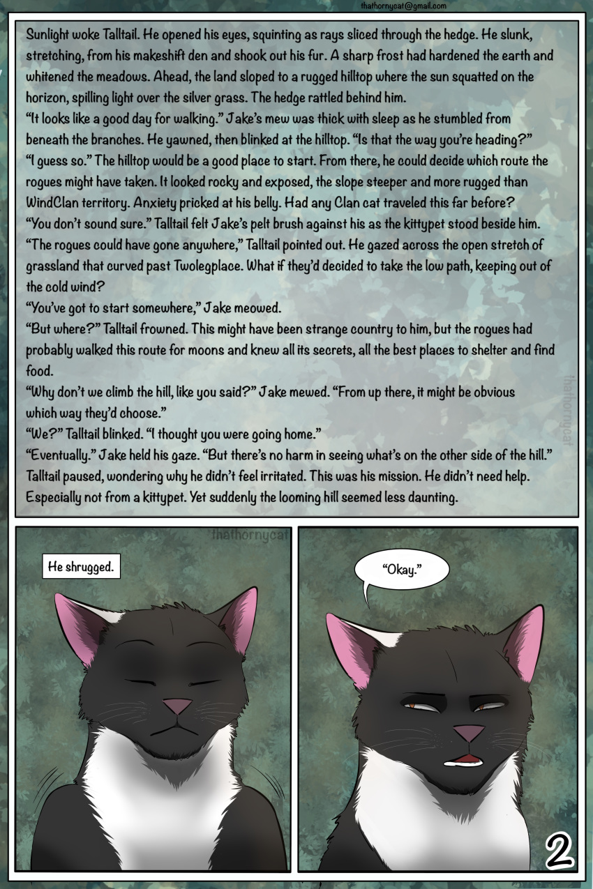 cat colored comic comic_panel english_language feline feral fur invalid_tag jake_(warriors_cats) male mammal paws shaded tallstar_(warriors_cats) talltail_(warriors_cats) thathornycat warriors_(cats)