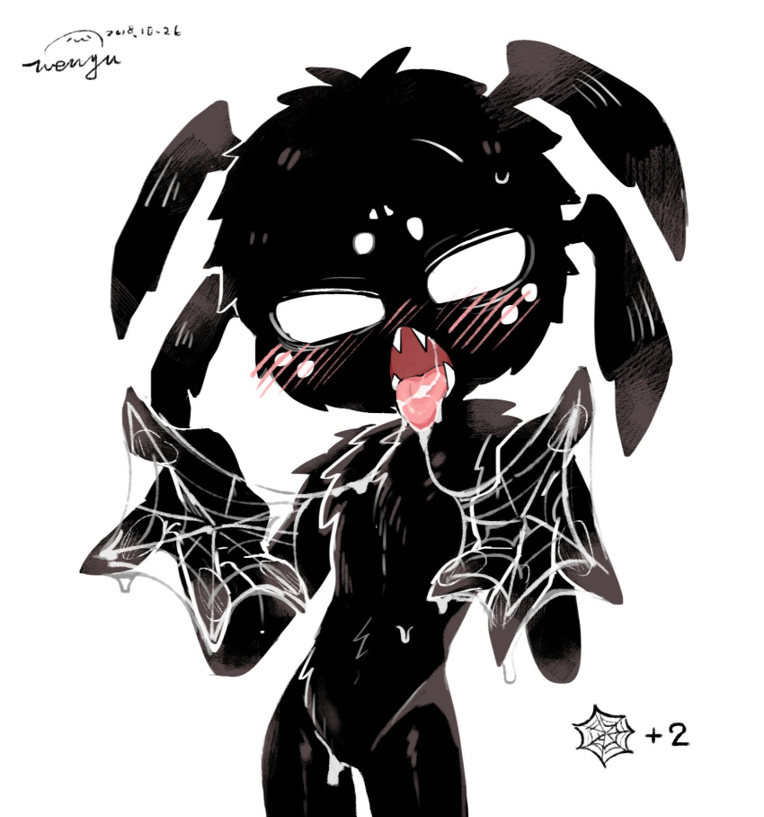 anthro arachnid arthropod blush don't_starve looking_at_viewer open_mouth solo spider tongue tongue_out web webber wenyu