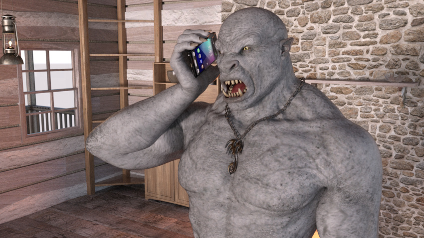 3d_(artwork) digital_media_(artwork) humanoid male not_furry orc orctober phone solo zutilewis