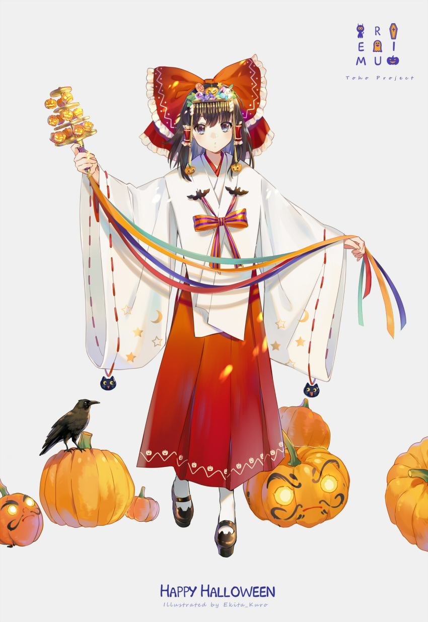 ekita_gen hakurei_reimu halloween miko touhou