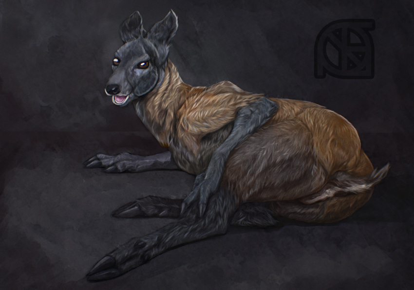 anthro anus black_nose butt cervine cosmiclife female feral flat_chested fur hi_res hooves looking_at_viewer lying mammal musk_deer on_side pinup pose pussy semi-anthro solo