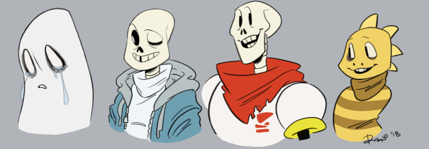 animated_skeleton bone breasts cranberrybutter crying ghost lizard monster_kid napstablook non-mammal_breasts one_eye_closed papyrus_(undertale) reptile sans_(undertale) scalie simple_background skeleton smile spirit tears undead undertale video_games wink