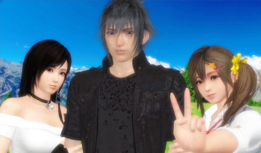 crossover dead_or_alive dead_or_alive_5 final_fantasy final_fantasy_xv kokoro kokoro_(doa) misaki misaki_(doa) noctis_lucis_caelum