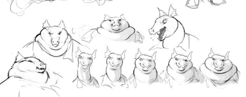 2023 anthro bust_portrait cettus chubby_cheeks clothed clothing double_chin dragon frill_(anatomy) fritjof front_view headshot_portrait male morbidly_obese morbidly_obese_anthro morbidly_obese_male obese obese_anthro obese_male open_mouth overweight overweight_anthro overweight_male portrait sequence shirt sketch sketch_page smile solo topwear weight_gain