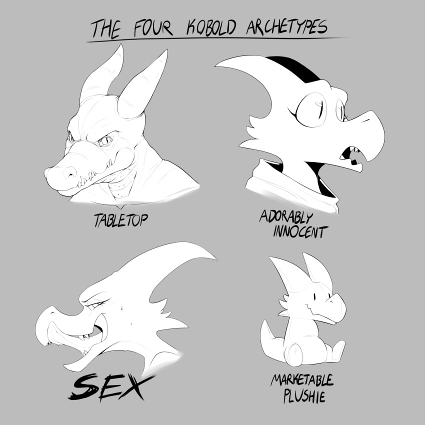 ambiguous_gender bedroom_eyes dowziixl english_text fabric feral grey_background group headshot_portrait hi_res horn kobold licking licking_lips looking_at_viewer narrowed_eyes plushie portrait pupils scales scarf seductive simple_background simple_eyes slit_pupils text tongue tongue_out