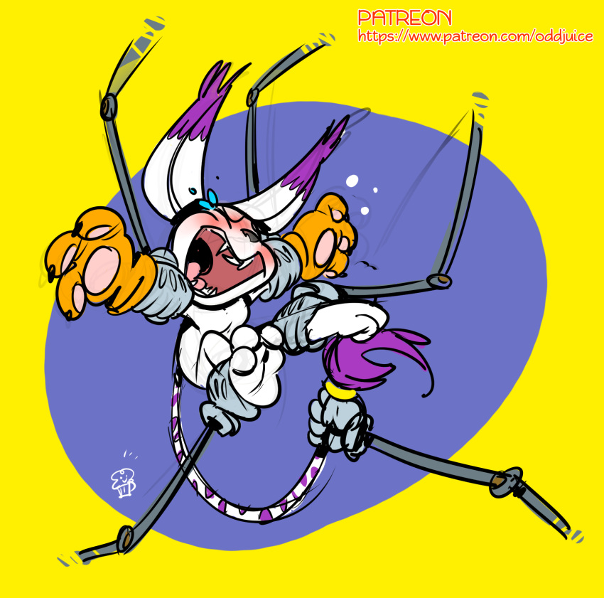 anthro barefoot bdsm bondage bound claws digimon digimon_(species) digital_media_(artwork) featureless feet female foot_fetish forced gatomon mammal oddjuice open_mouth paws simple_background solo teeth tickle_torture tickling toes tongue torture