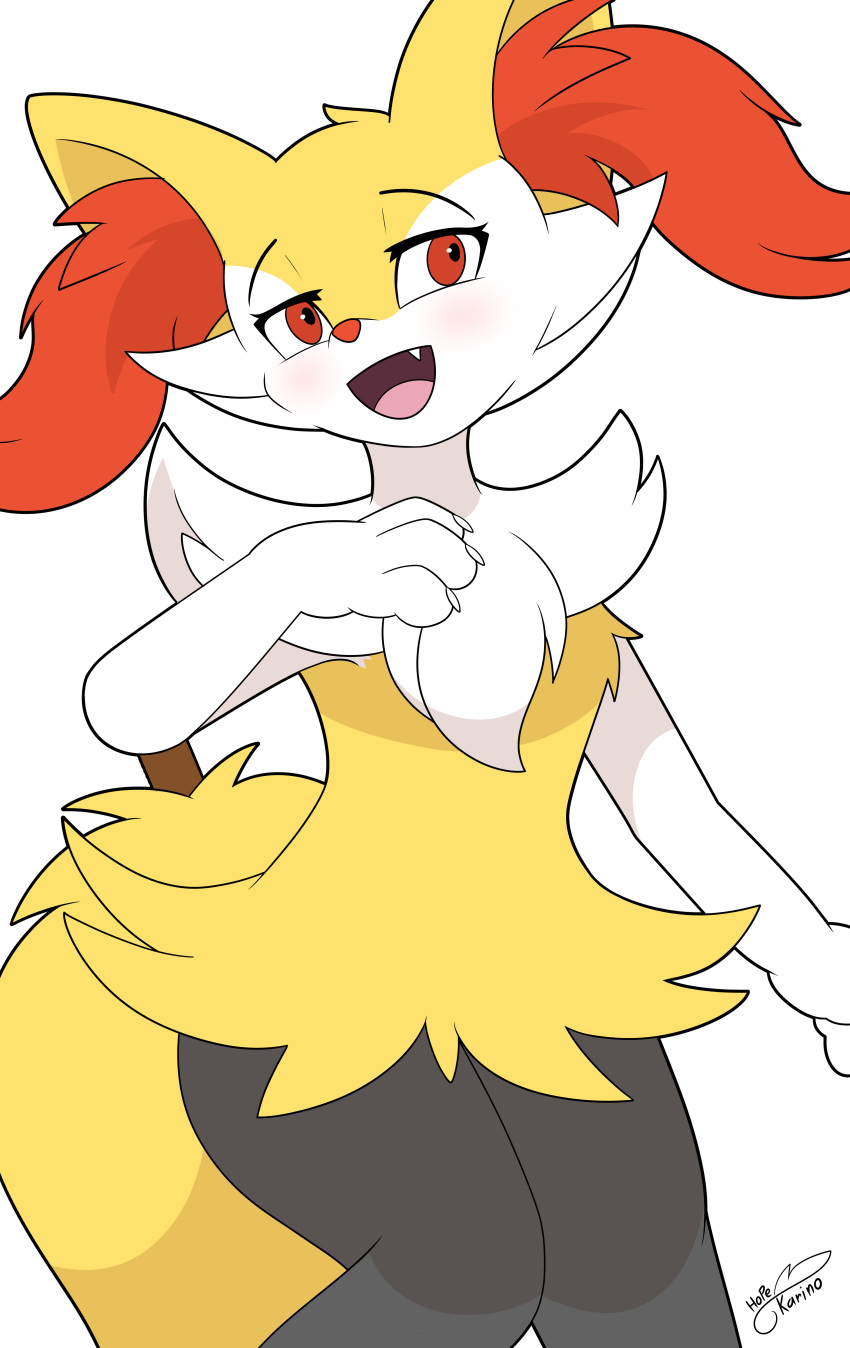 absurd_res anthro black_body black_fur braixen claws fangs female finger_claws fur generation_6_pokemon hi_res inner_ear_fluff nintendo open_mouth pokemon pokemon_(species) red_body red_eyes red_fur shaded signature simple_background solo teeth thelasthope tuft white_background white_body white_fur yellow_body yellow_fur