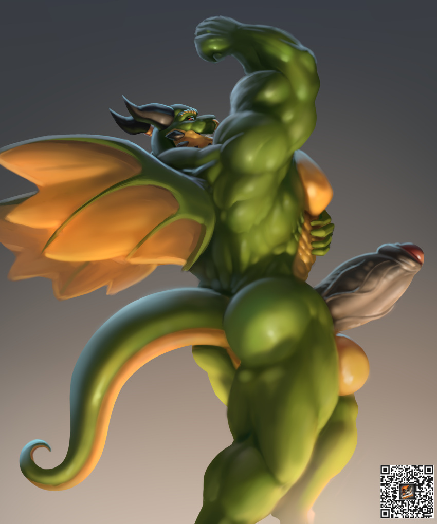abs anthro back_muscles balls biceps big_balls big_penis claws countershade_scales countershade_tail countershade_torso countershading dialogue dragon erection facial_piercing genitals green_body green_scales hi_res horn horn_jewelry humanoid_genitalia humanoid_penis icarus_(darkgem) jewelry male membrane_(anatomy) membranous_wings muscular muscular_anthro muscular_male mythological_creature mythological_scalie mythology noblewolfa nose_piercing nose_ring nude obliques pecs penis piercing red_eyes ring_(jewelry) ring_piercing scales scalie simple_background solo spikes spikes_(anatomy) tail tan_body tan_scales wings