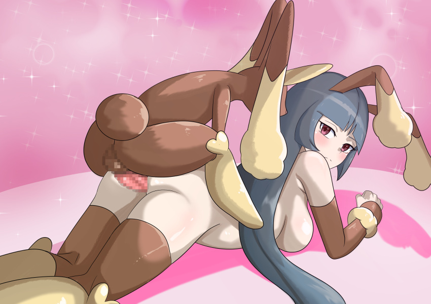 2024 absurd_res anthro anthro_penetrating anthro_penetrating_human armwear balls big_breasts big_butt blush breasts brown_body brown_fur bunny_costume butt censored clothing costume duo fake_ears fake_rabbit_ears female female_penetrated fur generation_4_pokemon genitals gym_leader hi_res human human_on_anthro human_penetrated interspecies legwear lopunny male male/female male_penetrating male_penetrating_female mammal nintendo nivi penetration penis pokemon pokemon_(species) pokephilia sabrina_(pokemon) sex