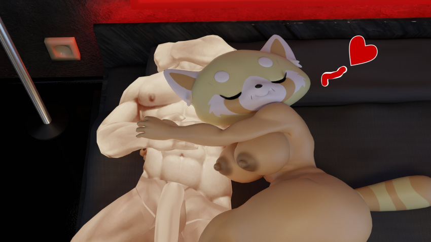 after_sex aggretsuko ailurid anthro duo female heart_symbol hi_res human human_on_anthro interspecies male mammal muscular muscular_human muscular_male nude red_panda resting_on_partner retsuko's_mother s1m0n sanrio
