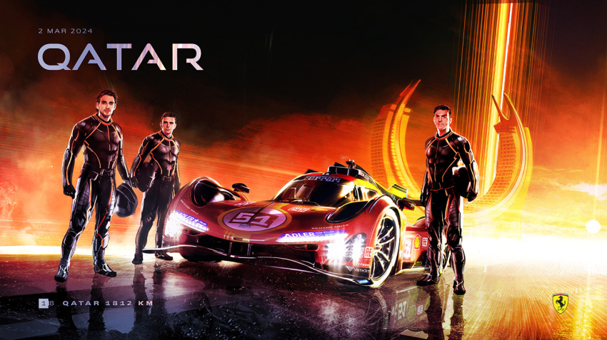 3boys alessandro_pier_guidi antonio_giovinazzi black_bodysuit black_footwear black_gloves black_hair black_helmet bodysuit boots brown_eyes brown_hair car facial_hair federico_carlo_ferniani ferrari ferrari_499p gloves glowing helmet holding holding_helmet james_calado le_mans_prototype logo looking_at_viewer male_focus motor_vehicle multiple_boys mustache pilot_suit qatar race_vehicle racecar real_life short_hair spoiler_(automobile) unworn_headwear unworn_helmet vehicle_focus world_endurance_championship