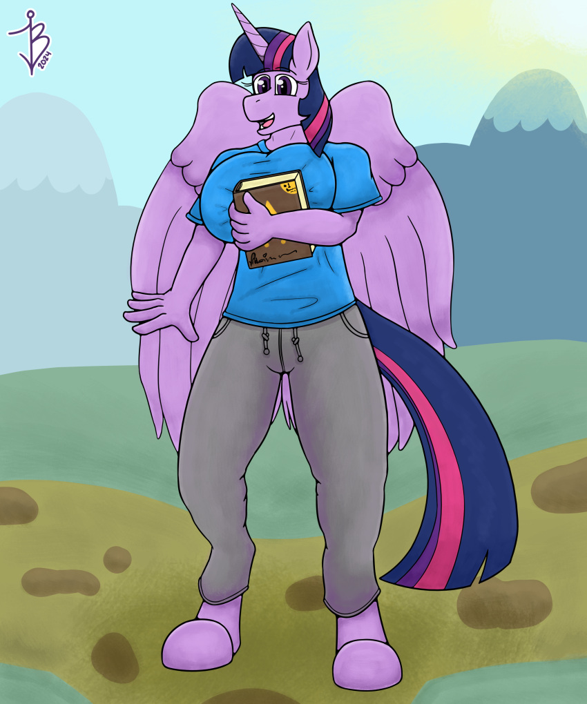 absurd_res anthro anthrofied big_breasts breasts clothing equid equine female friendship_is_magic hasbro hi_res horn horse jbgryph looking_at_viewer mammal my_little_pony mythological_creature mythological_equine mythology pony smile solo twilight_sparkle_(mlp) winged_unicorn wings